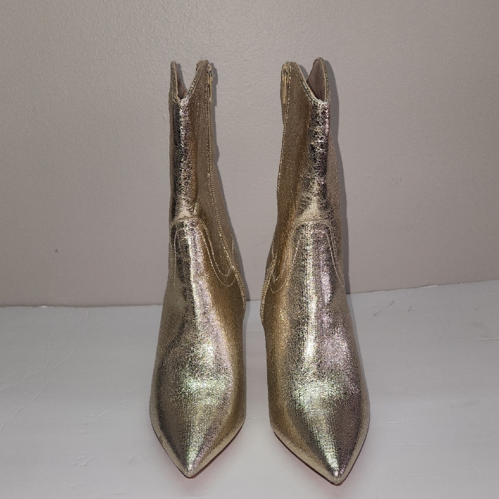 Chase + Chloe Metallic Gold Heeled Boots - Picture 4 of 7